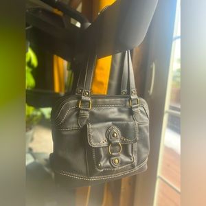 b.o.c black faux leather purse with antique gold embellishments LIKE NEW